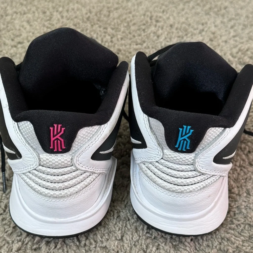 Nike Kyrie Infinity Black and White Athletic Shoes with Pink and Blue Accents